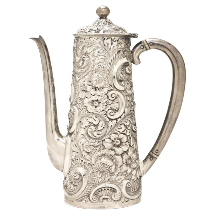 Rare Important 19th Century Museum Quality French Sterling Silver Coffee Tea Pot For Sale