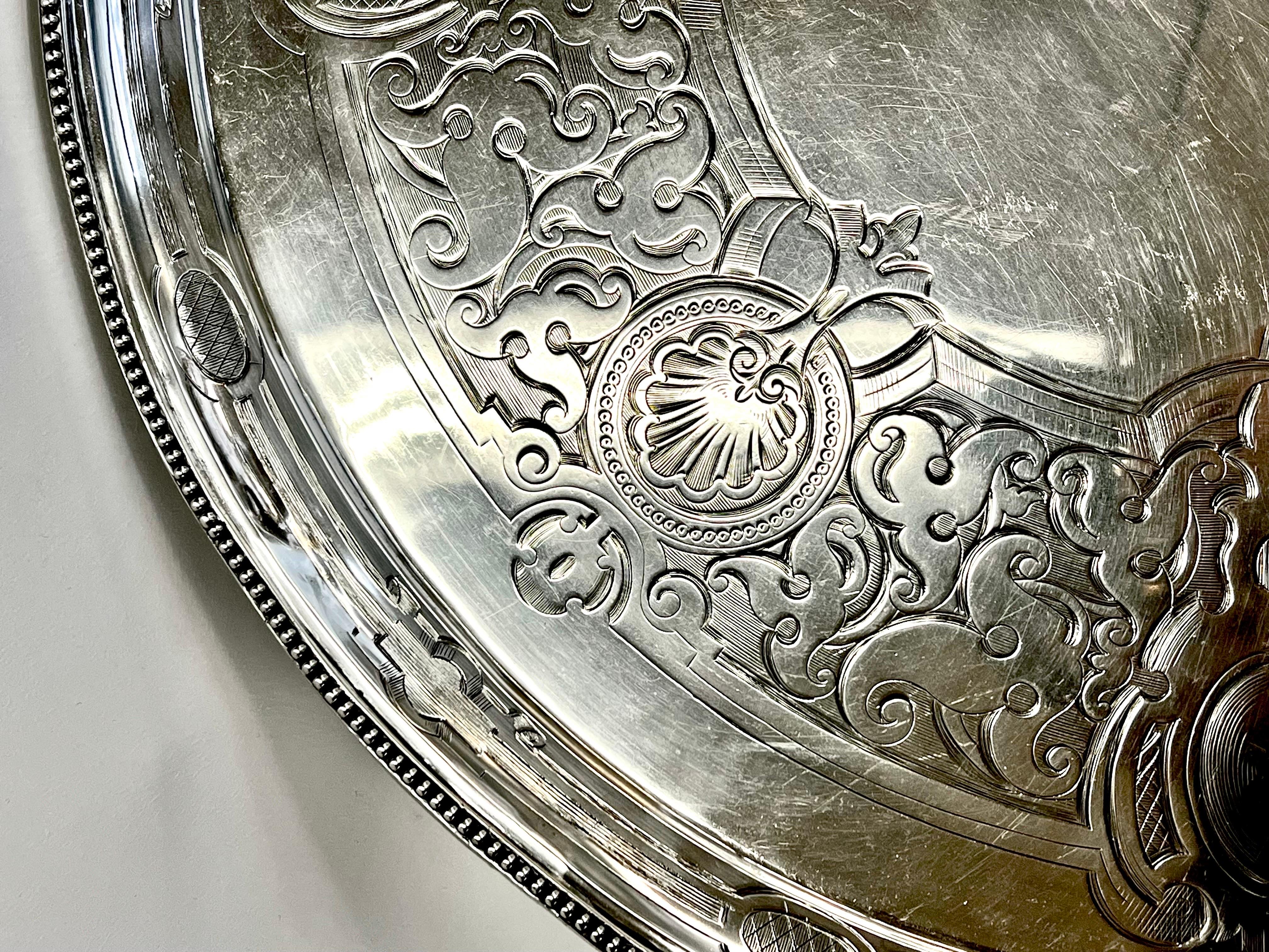 Rare & Important Antique English Hester Bateman Sterling Silver Large Salver 4