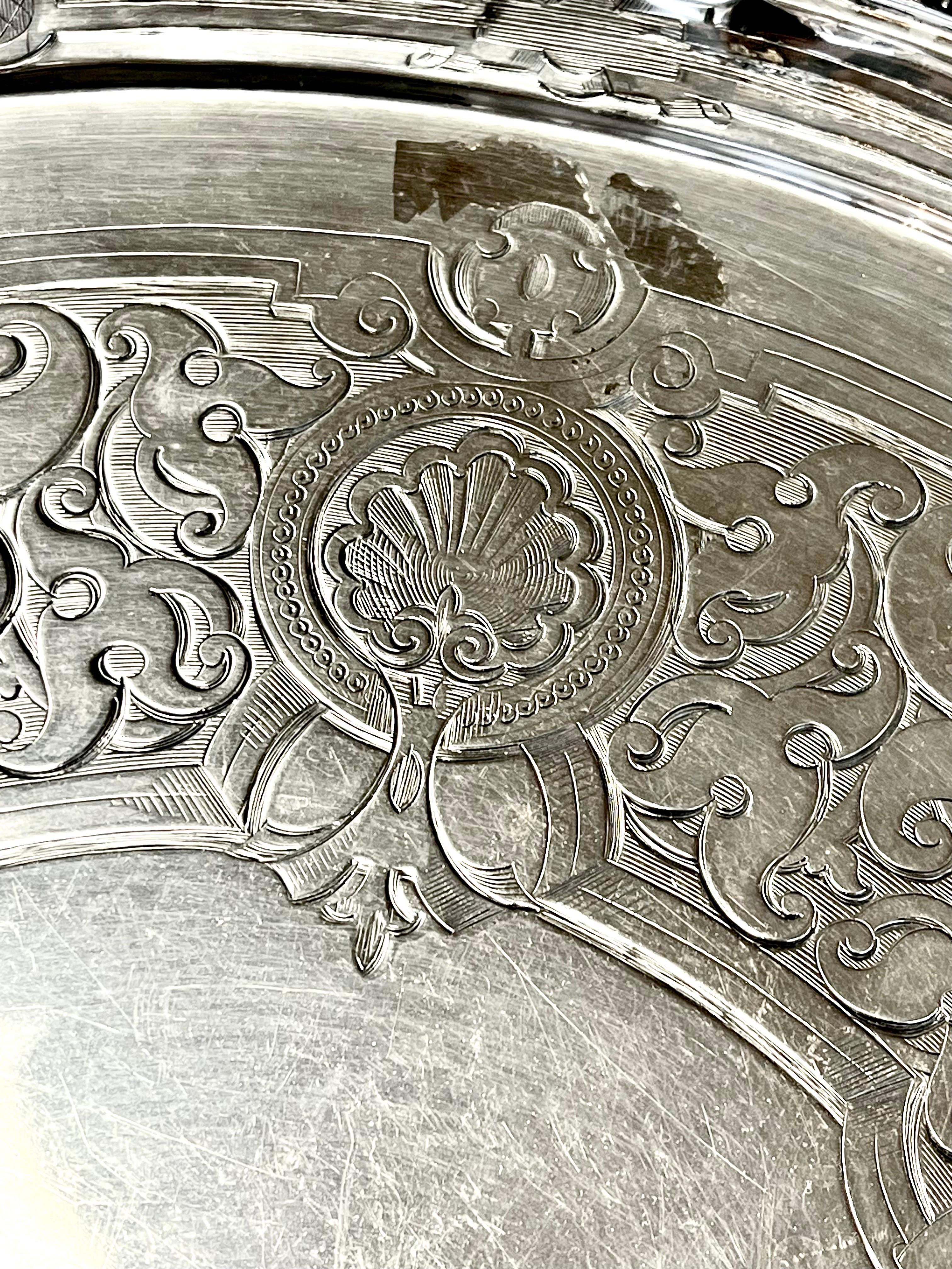 Rare & Important Antique English Hester Bateman Sterling Silver Large Salver 5