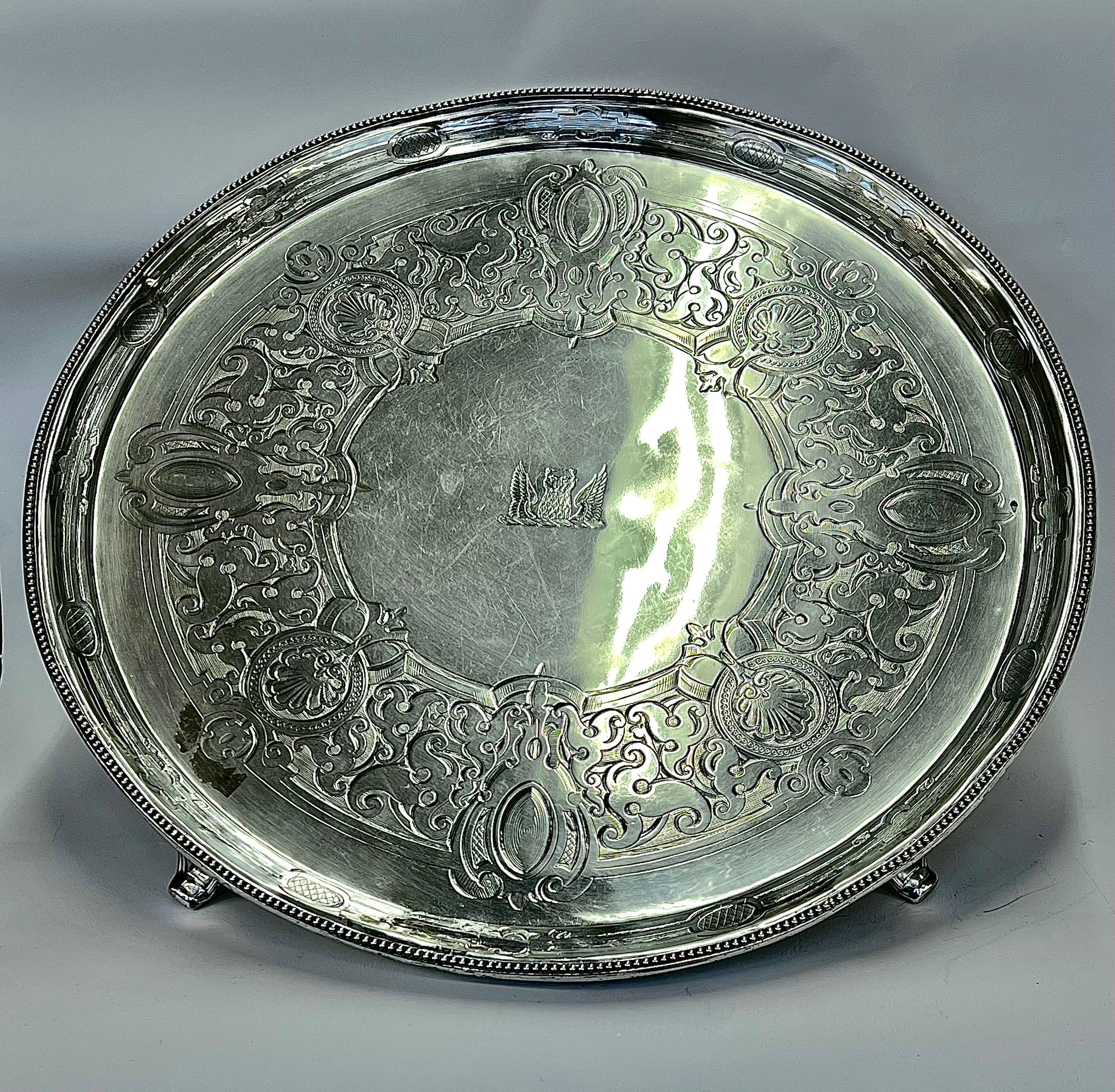 George III Rare & Important Antique English Hester Bateman Sterling Silver Large Salver