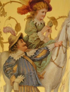 Raro e importante vaso antico europeo in ambra dipinta Ritratto di donna a cavallo