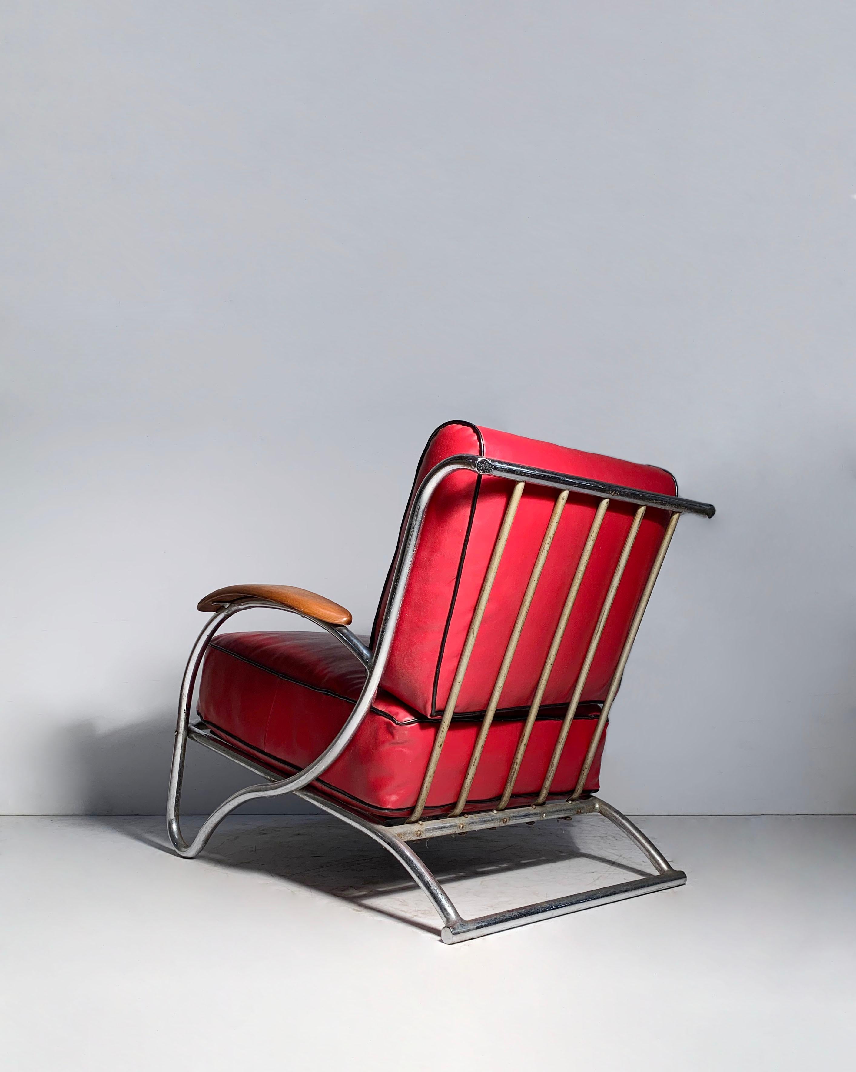 Rare Important Art Deco Lounge Chair by Kem Weber for Lloyd In Good Condition For Sale In Chicago, IL