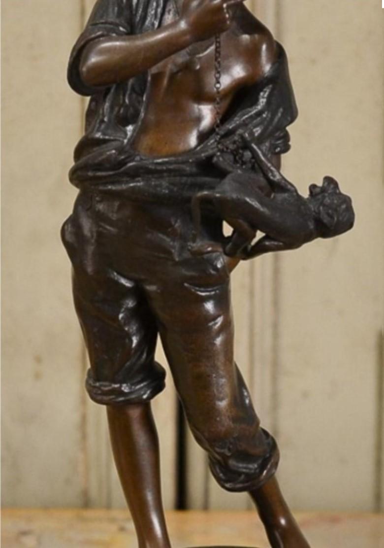 Women's or Men's Rare Important Bronze Estate Gladenbeck Bronze Boy on Marble Sculpture For Sale