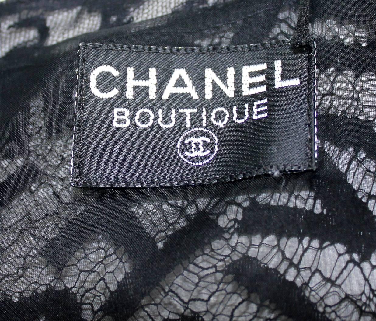Rare & Documented Chanel by Karl Lagerfeld Logo Evening Dress Gown Scarf 1998  In Good Condition In Switzerland, CH