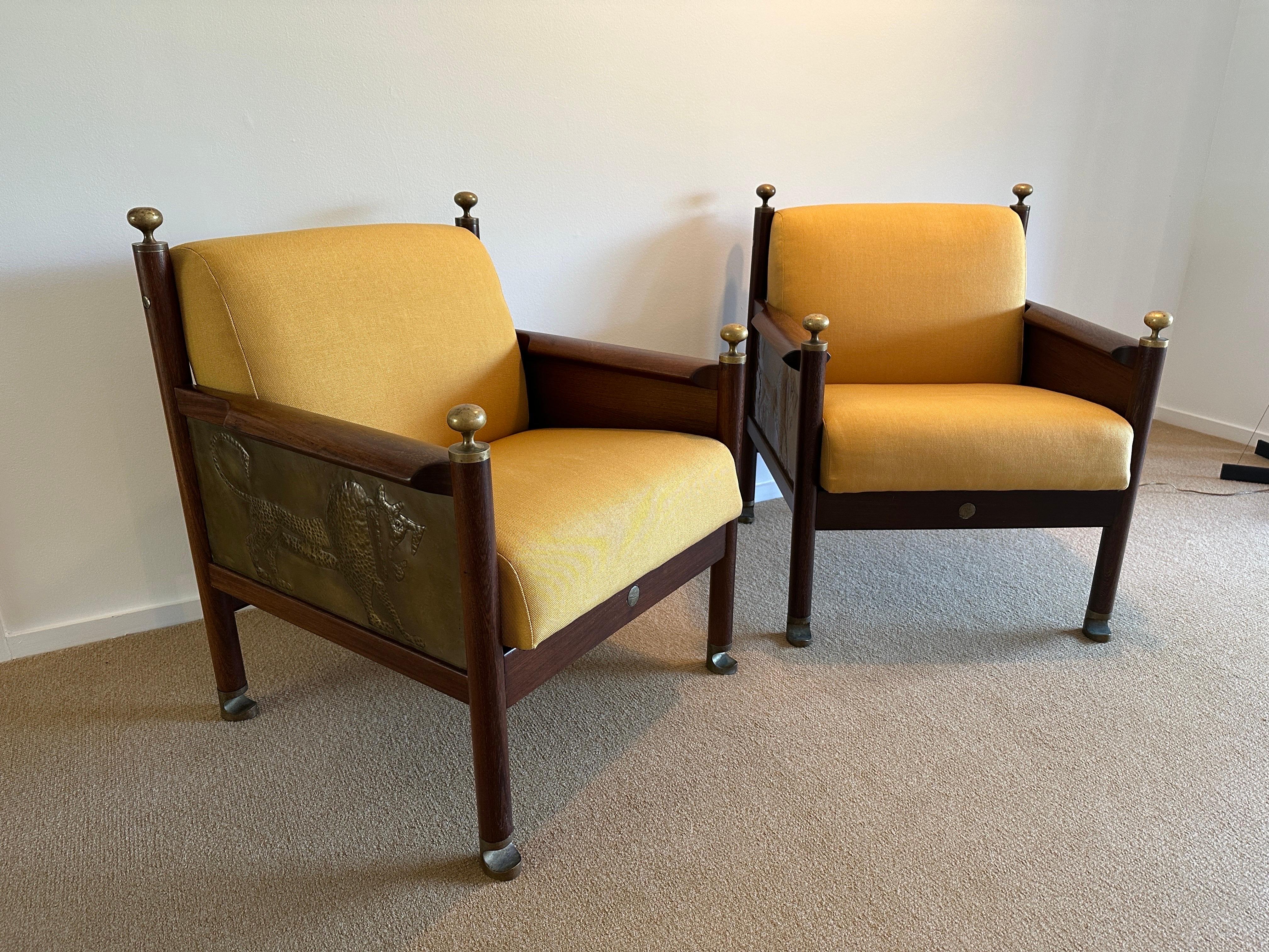 Rare & Important Danish Chairs with Bronze Feet and Hand Rests, Pair For Sale 5