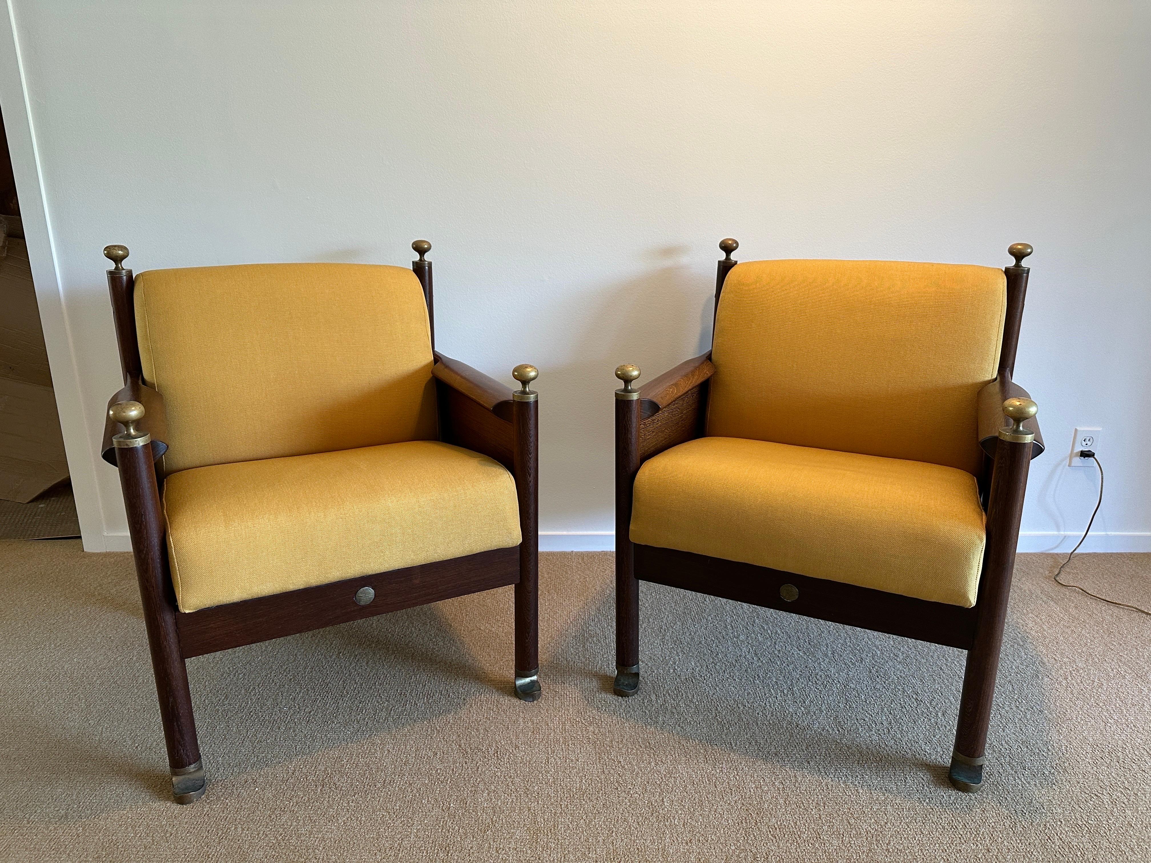 Rare & Important Danish Chairs with Bronze Feet and Hand Rests, Pair For Sale 2