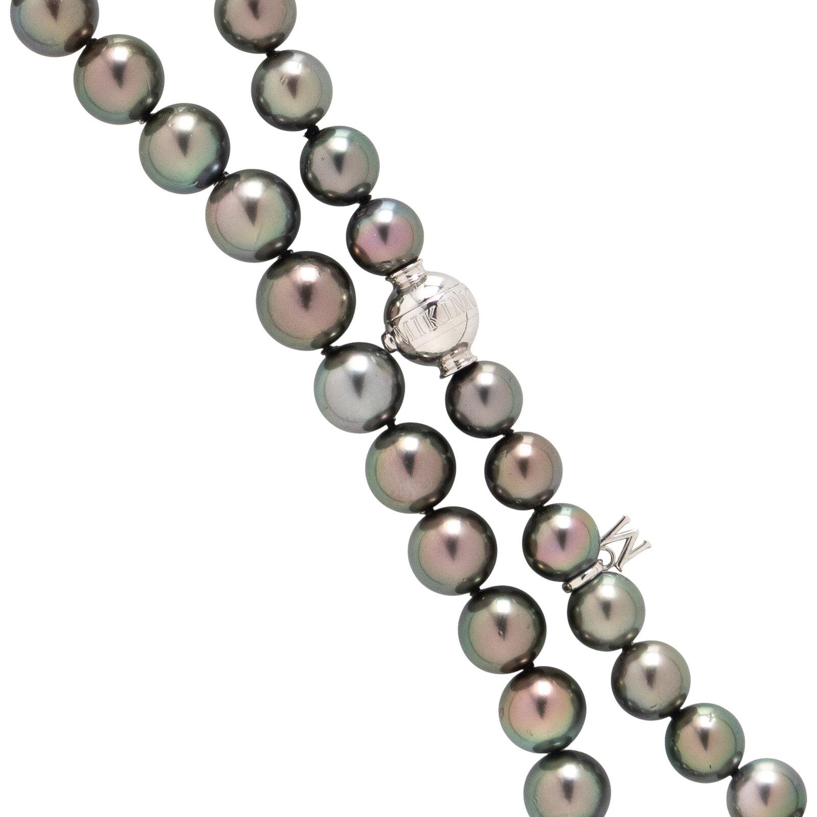 Mixed Cut Rare Important Estate 18KT Gold Original Mikimoto Tahitian Pearl Strand Necklace For Sale
