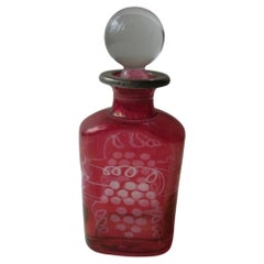 Vintage Rare Important Estate 20th C Cranberry Color French Glass Liquor Perfume Bottle