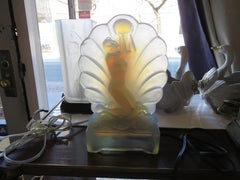 Rare Important Estate Art Deco Sabino France Lady in Shell Lamp Centerpiece