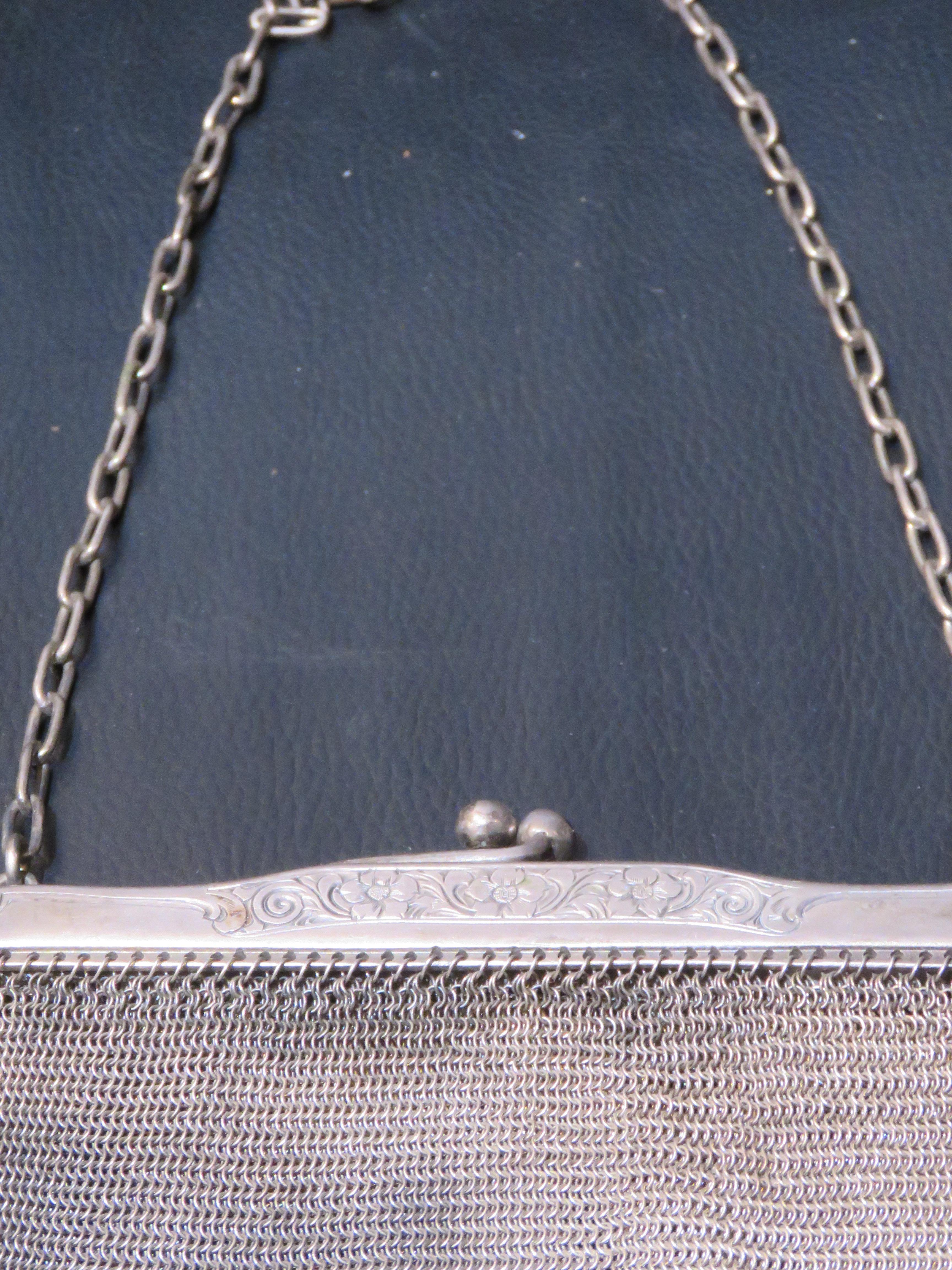 da uomo o donna Rara e importante tenuta dei primi anni del 1900 in argento sterling a rete, borsetta Art Deco in vendita