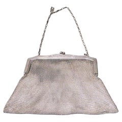 Seltene bedeutende Nachlass frühe 1900er Mesh Sterling Silber Art Deco Handtasche Geldbörse