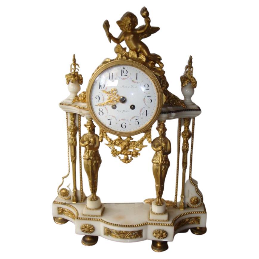 Rare Important Estate Gorgeous French Gilt Gold Bronze Black Starr Frost Clock For Sale