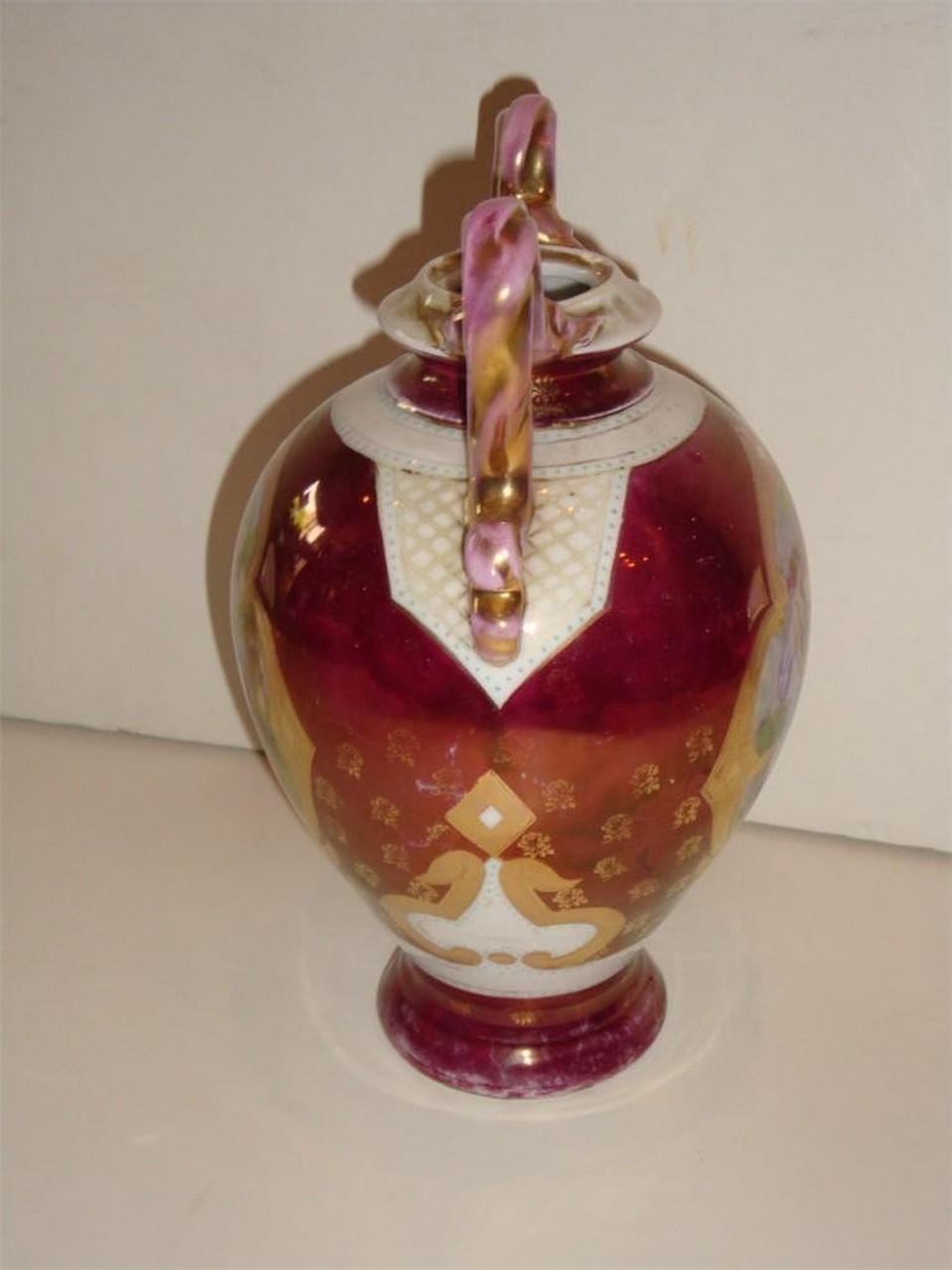 Rare Important Estate Handpainted Antique Vienna Austria Austrian Urn Women Vase In Good Condition For Sale In New York, NY