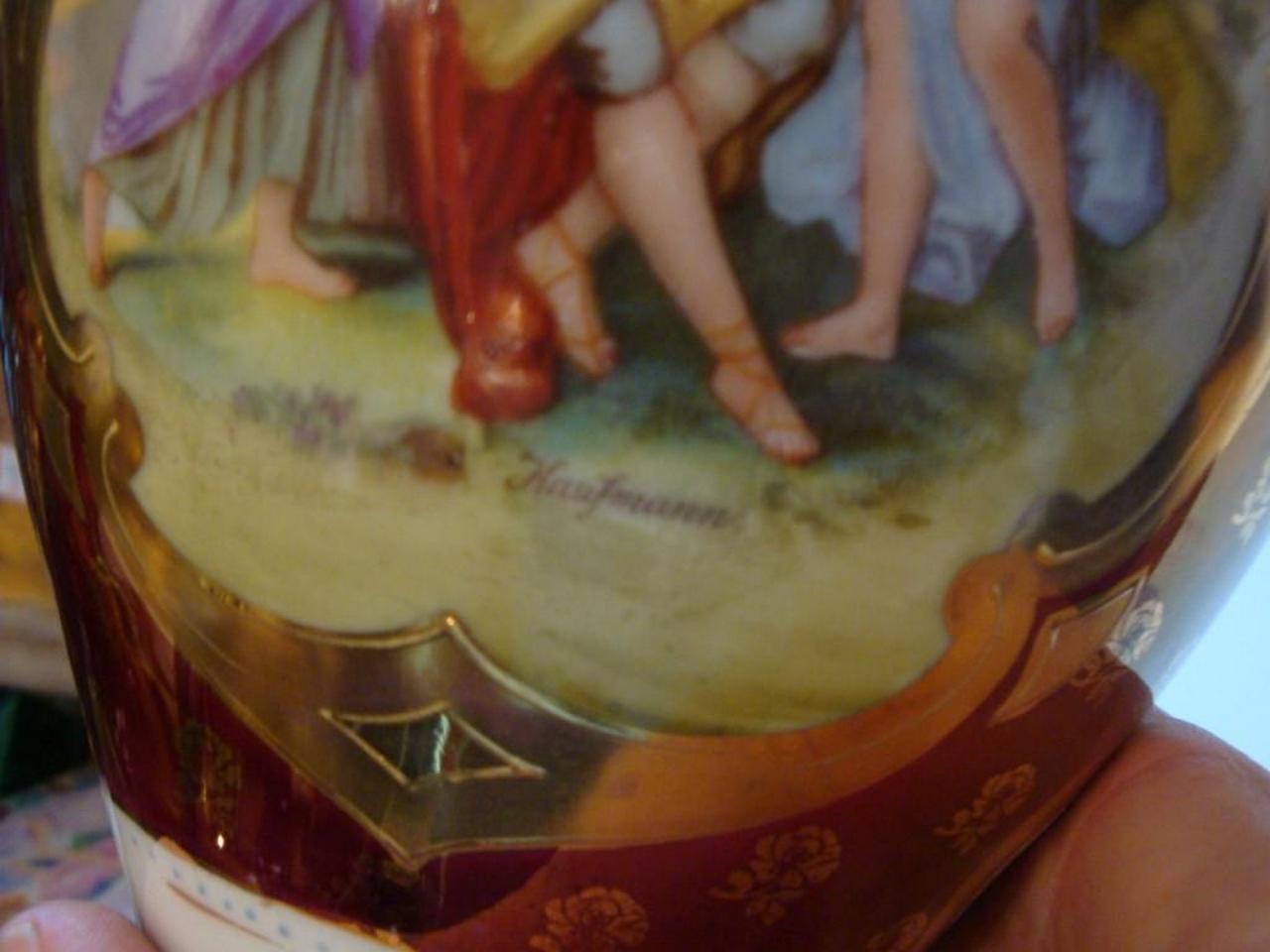 Rare Important Estate Handpainted Antique Vienna Austria Austrian Urn Women Vase For Sale 2