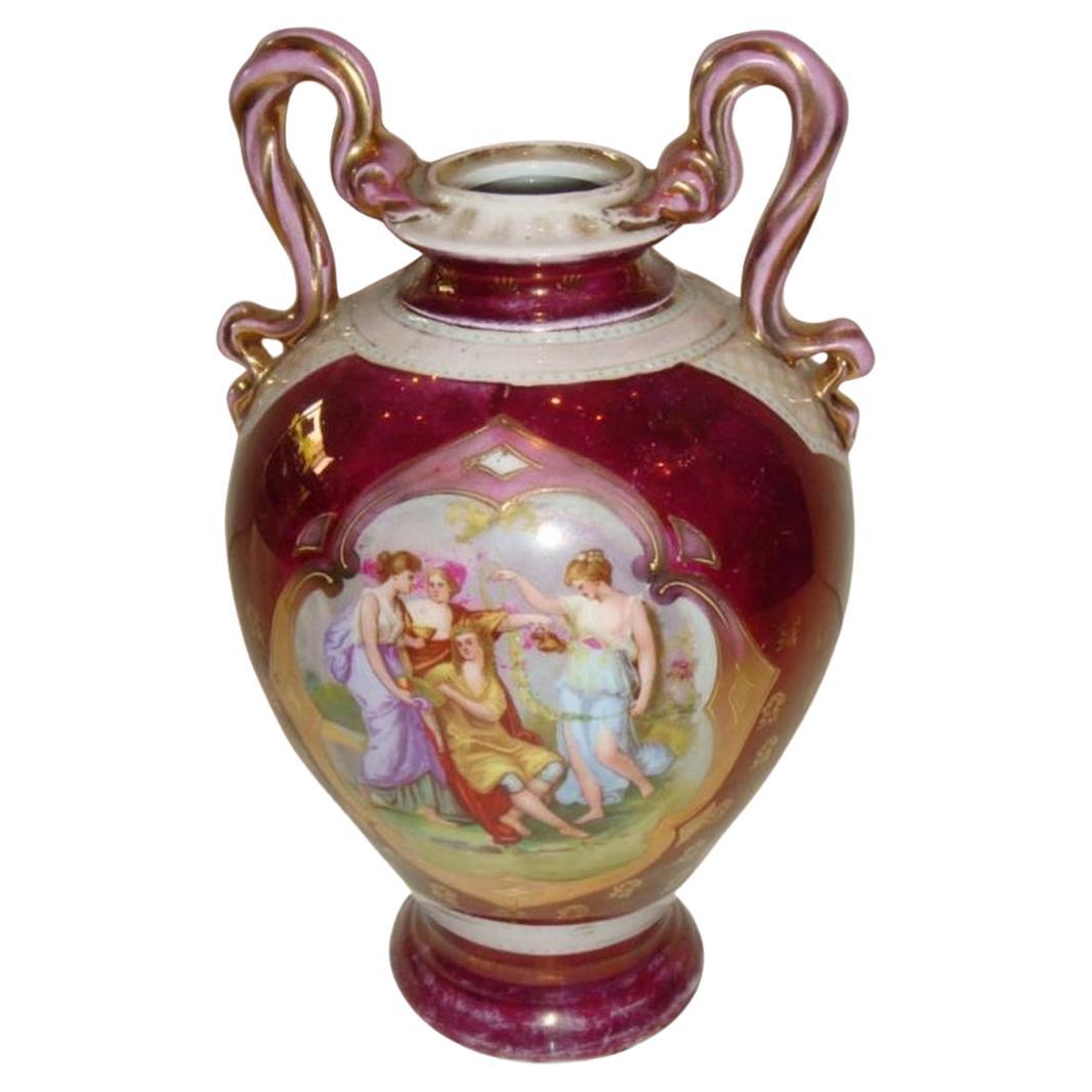 Rare Important Estate Handpainted Antique Vienna Austria Austrian Urn Women Vase
