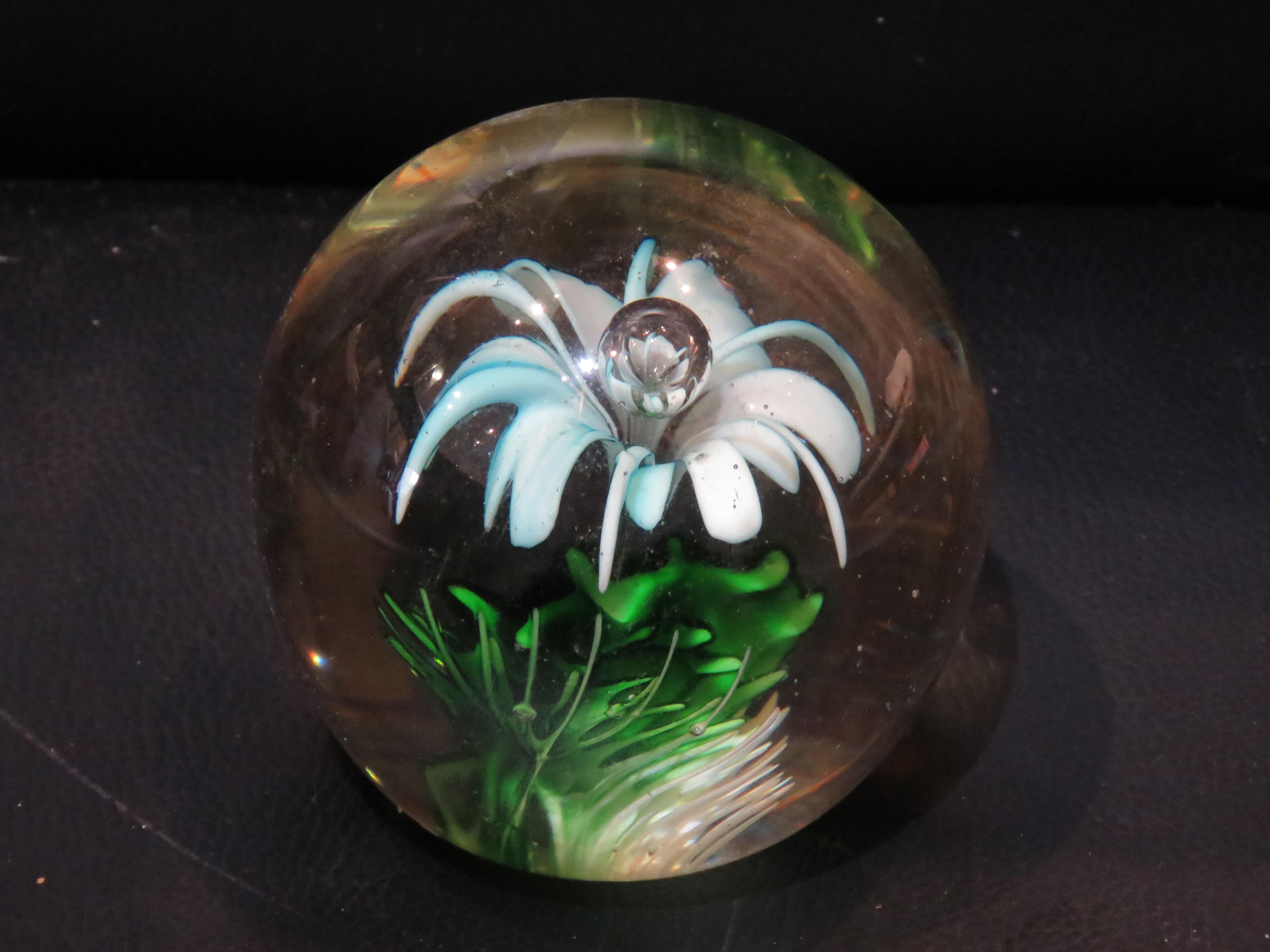 The Following Item that we are Offering is A Beautiful and Rare Exquisite Large Heavy Italian Millefiori Floral Glass Paperweight with Outstanding Glass Blown Detail in Glass!!! Outstandingly done with Magnificent Array of Multi Colored Breathtaking