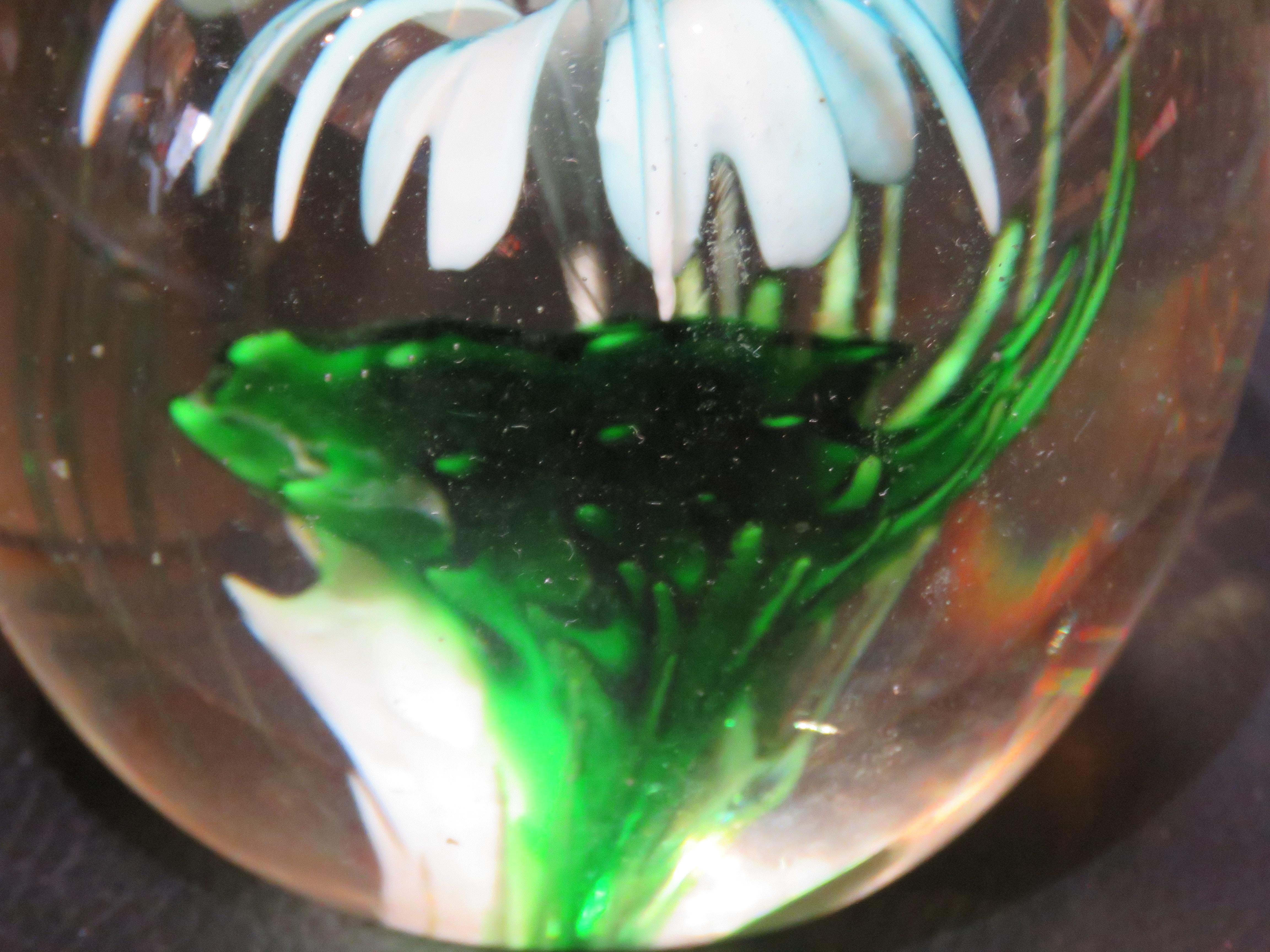 Art Glass Rare Important Estate Heavy Italian Millefiori Flower Floral Glass Paperweight For Sale