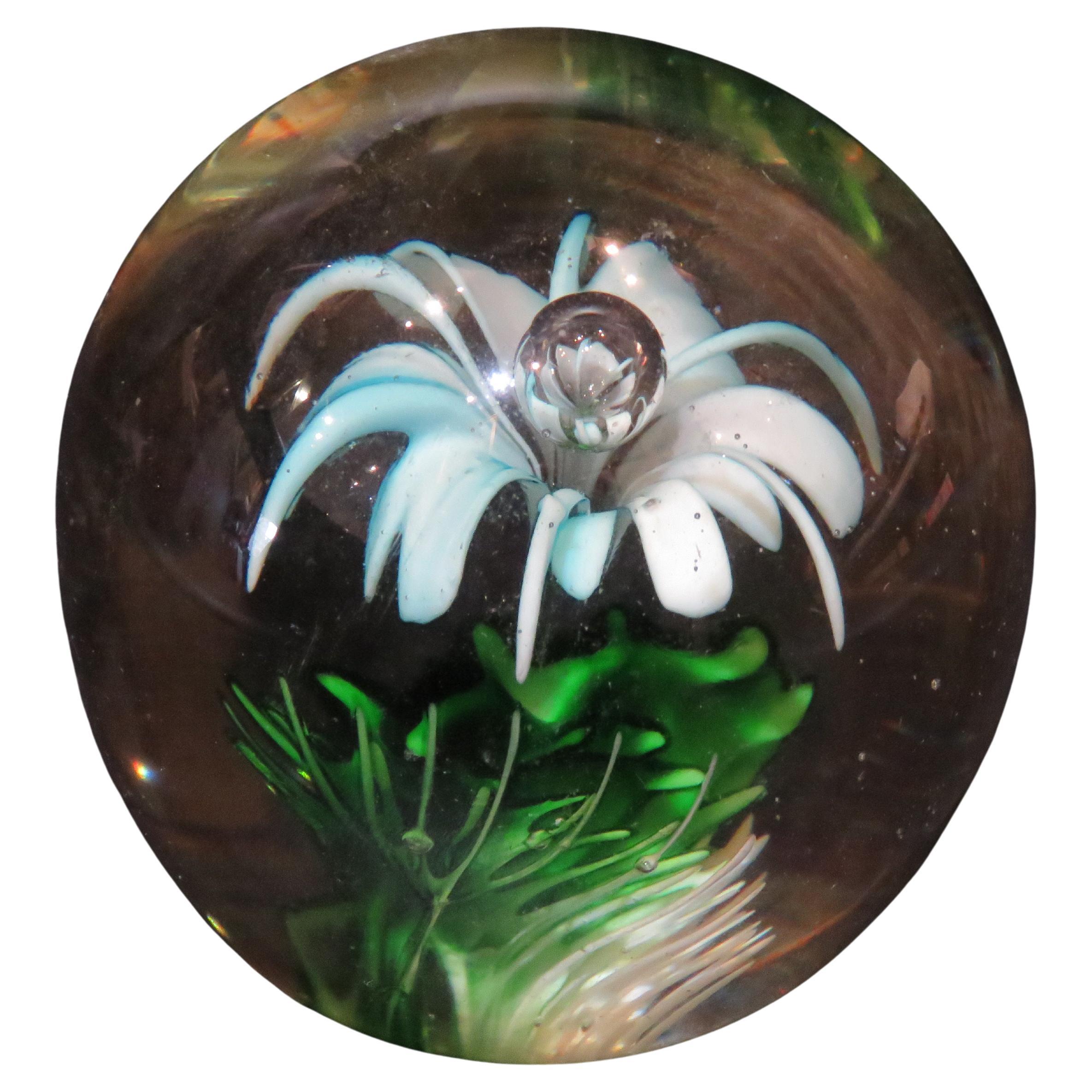 Rare Important Estate Heavy Italian Millefiori Flower Floral Glass Paperweight