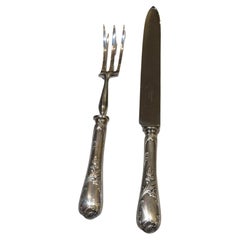 Vintage Rare Important Estate Silver Christofle Carving Knife and Carving Fork