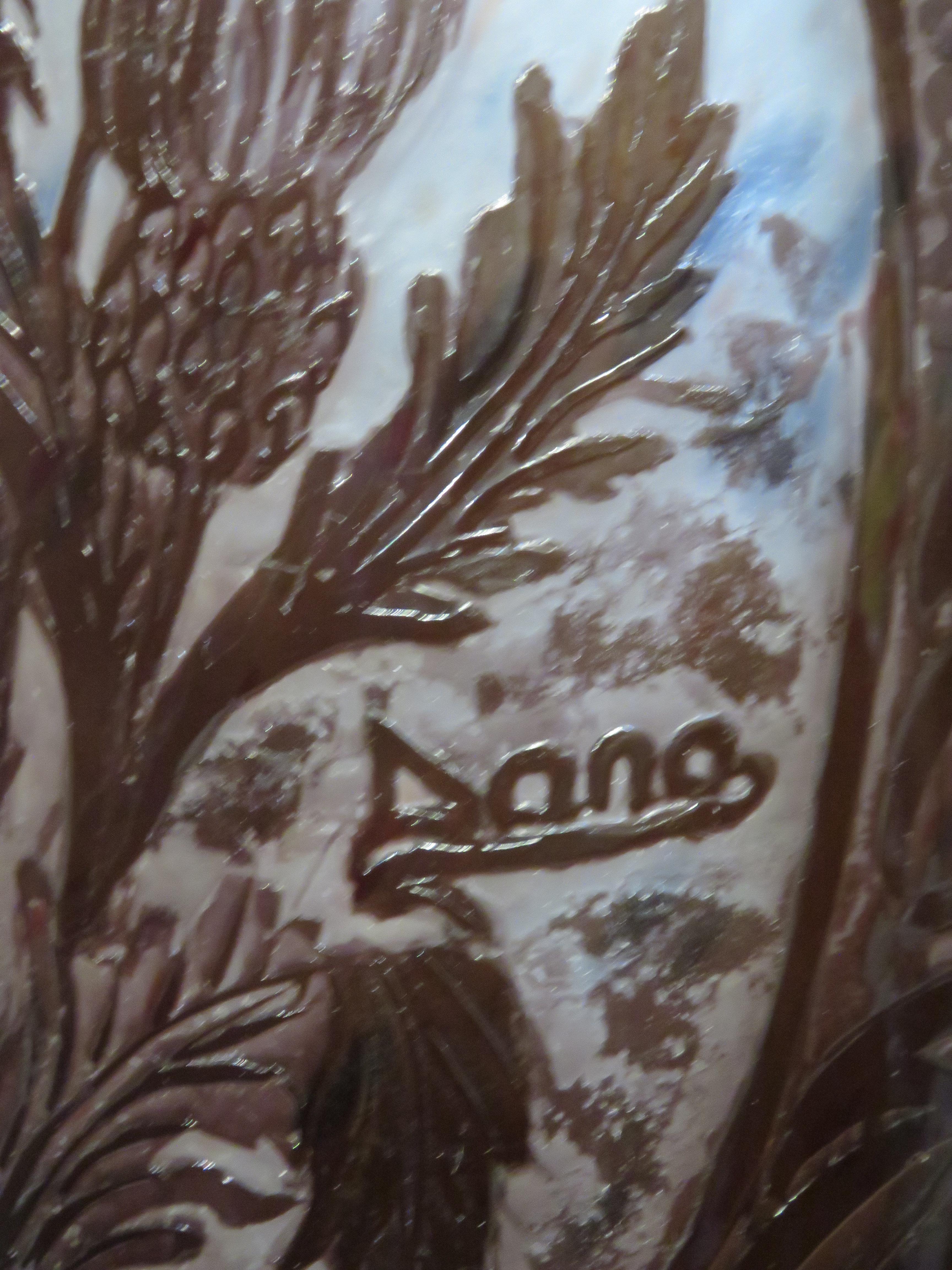 Seltene bedeutende europäische farbige Blumenblumen-Kamee-Glas-Overlay-Vase mit Blumenmotiv im Angebot 2