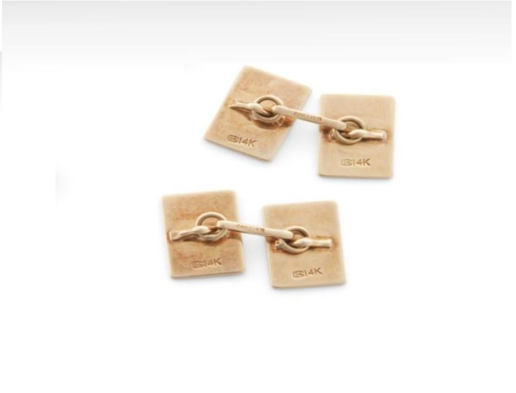 Rare Important Fancy Original Yellow Gold Cartier Diamond Cufflinks  In New Condition For Sale In New York, NY