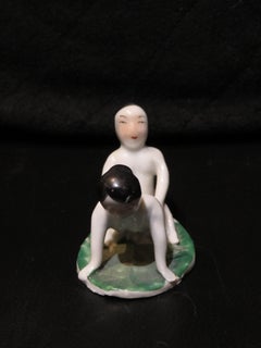 Rare Important Fine Estate Chinese Porcelain Painted Erotica Sculpture