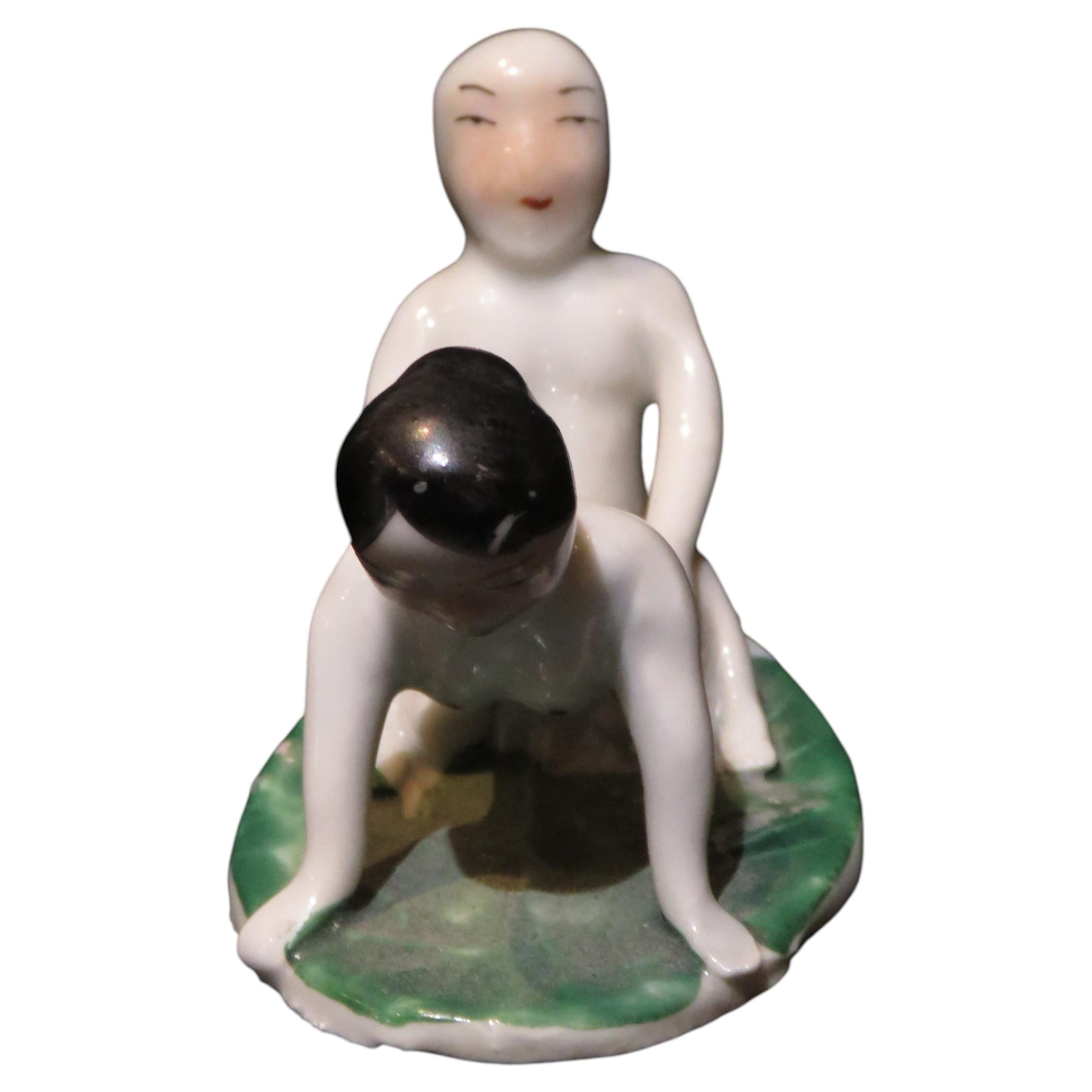 Rare Important Fine Estate Chinese Porcelain Painted Erotica Sculpture