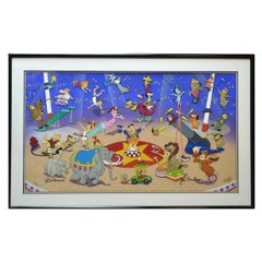 Retro Rare Important Framed Signed Hanna Barbera Flintstones Jetsons Circus Cel