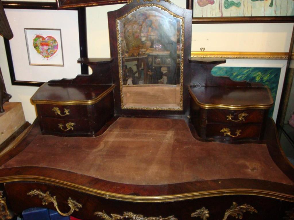 Rare Important French Art Deco Mahagony Ladies Vanity Writing Desk Circa 1920's In Good Condition For Sale In New York, NY