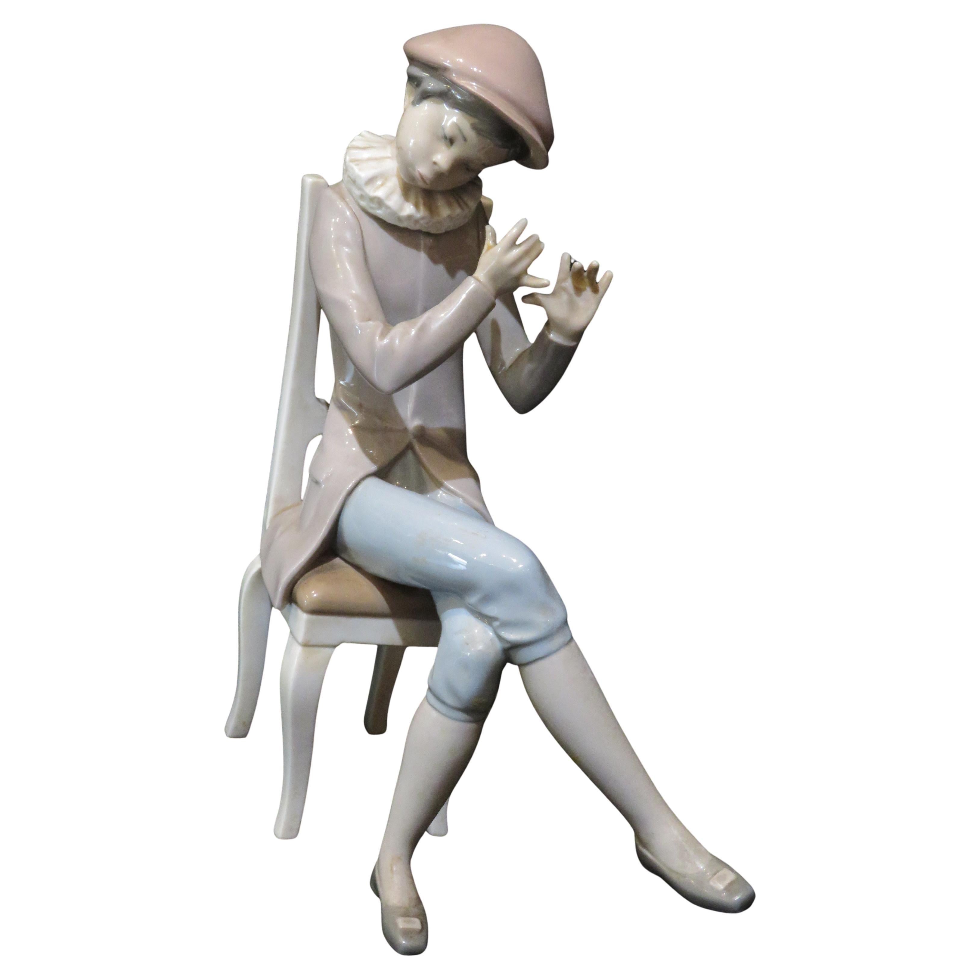Rare Important French Large Lladro Sculpture With Boy Sitting In Chair Rare Important French Large Lladro Sculpture With Boy Sitting In Chair