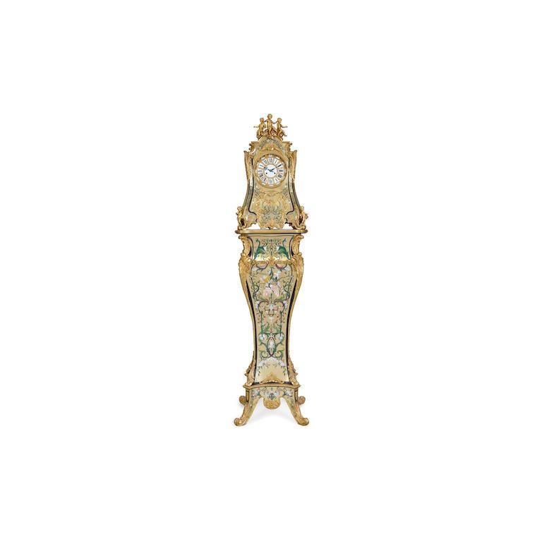Seltene bedeutende französische Boulle-Intarsienuhr aus vergoldeter Bronze im Louis XIV.-Stil mit Intarsien aus Bronze im Angebot 6