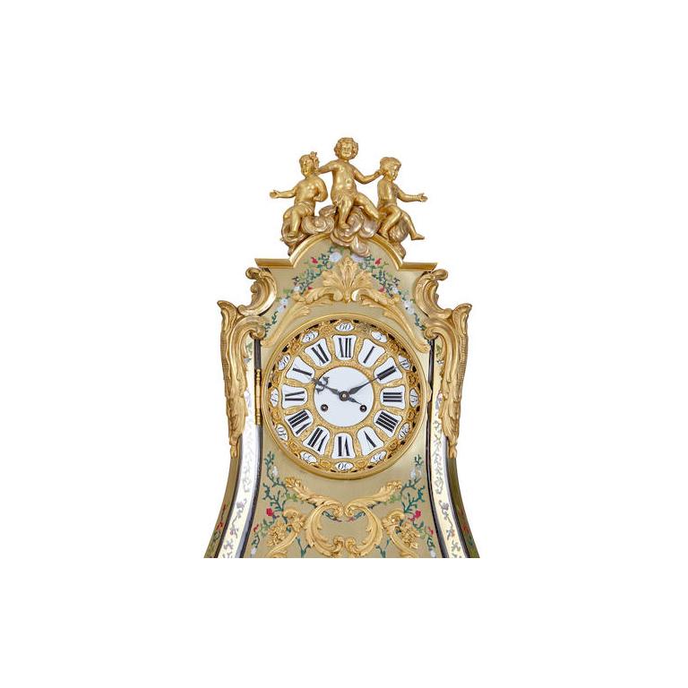 Brass Rare Important French Louis XIV Style Gilt-Bronze Mounted Boulle Marquetry Clock For Sale