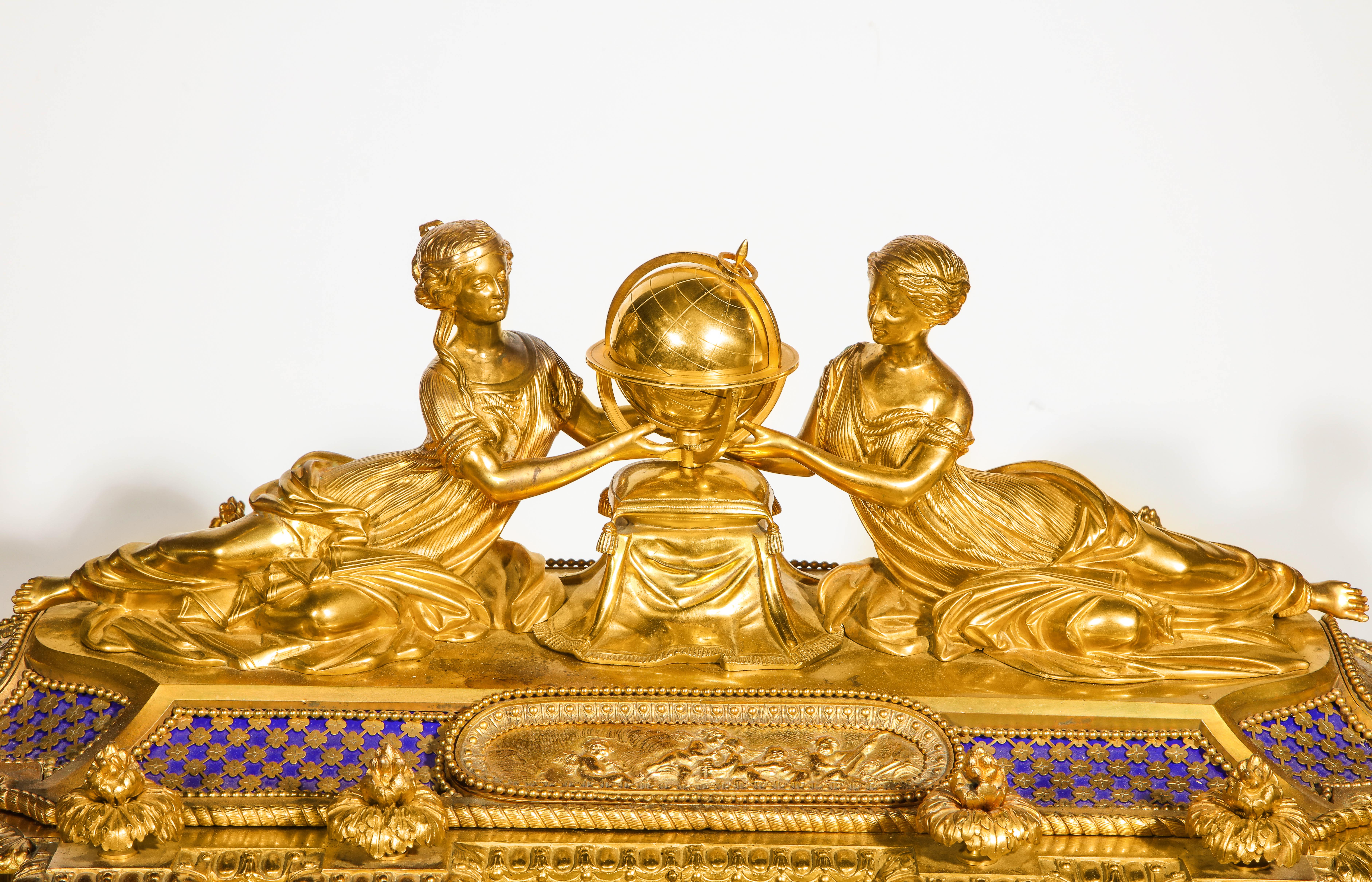 Important, Rare French Ormolu Sevres Style Porcelain Jewelry Box on Bronze Table For Sale 2