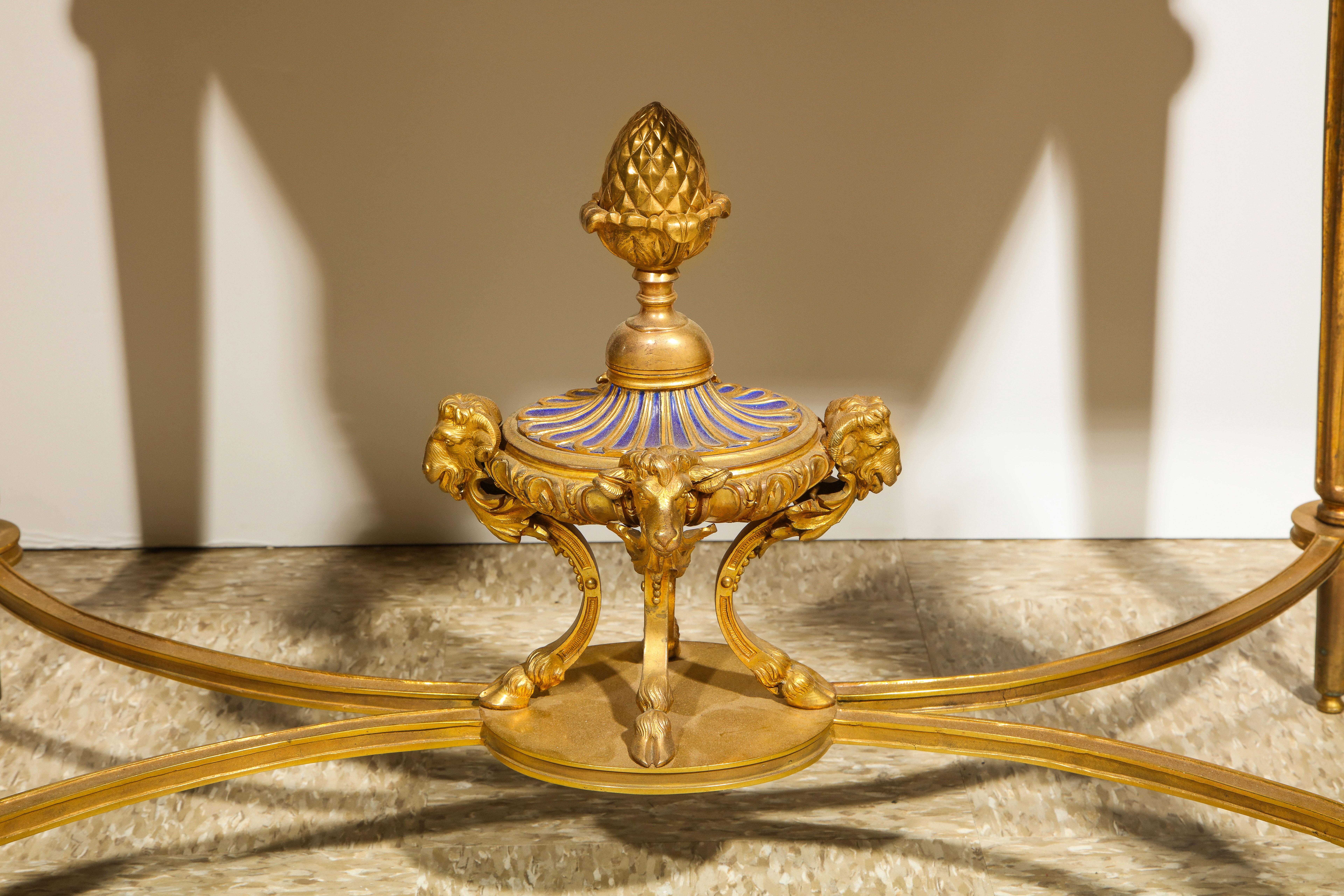 Important, Rare French Ormolu Sevres Style Porcelain Jewelry Box on Bronze Table For Sale 9