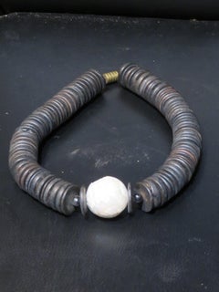 Rare Important Gorgeous Estate Black Onyx and Mother of Pearl Necklace