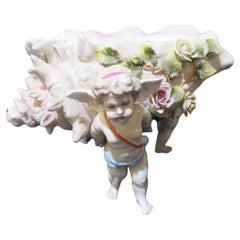 Rare et magnifique coquille de conque pour enfants en porcelaine de style Meissen de Dresde