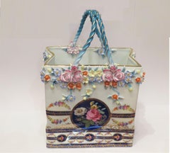 Rare Important Gorgeous Sevres Style / Dresden Style Porcelain Shopping Bag