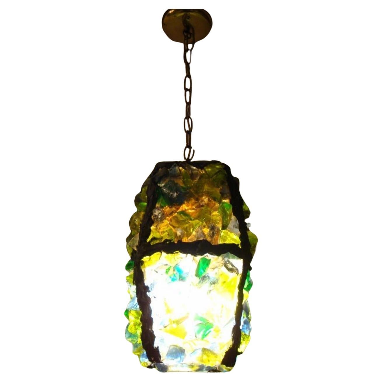  Rare Important Grand New York City Large Estate Murano Chunk Glass Chandelier For Sale