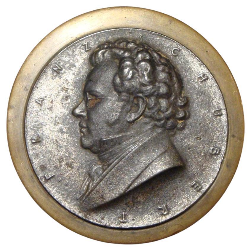 Rare Important Heavy 19th Century Bronze Franz Schubert (1797-1828) Paperweight For Sale