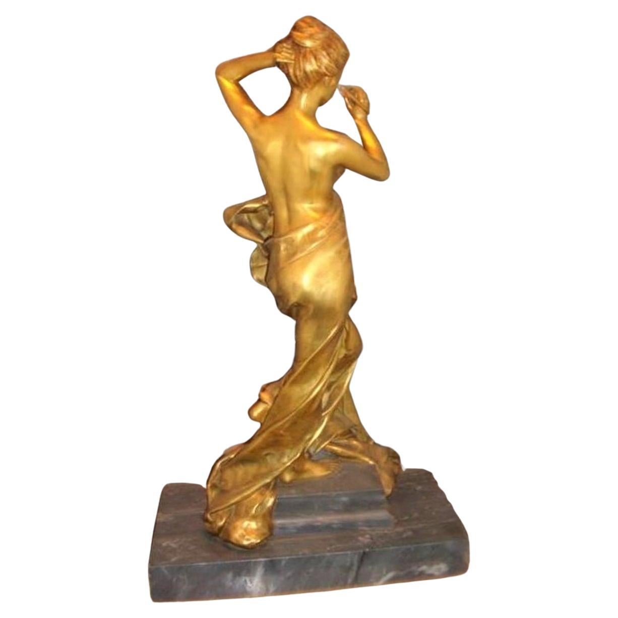  Seltene Wichtige Prächtige Museum Qualität Bronze Frau Marmor Alfred Boucher im Angebot