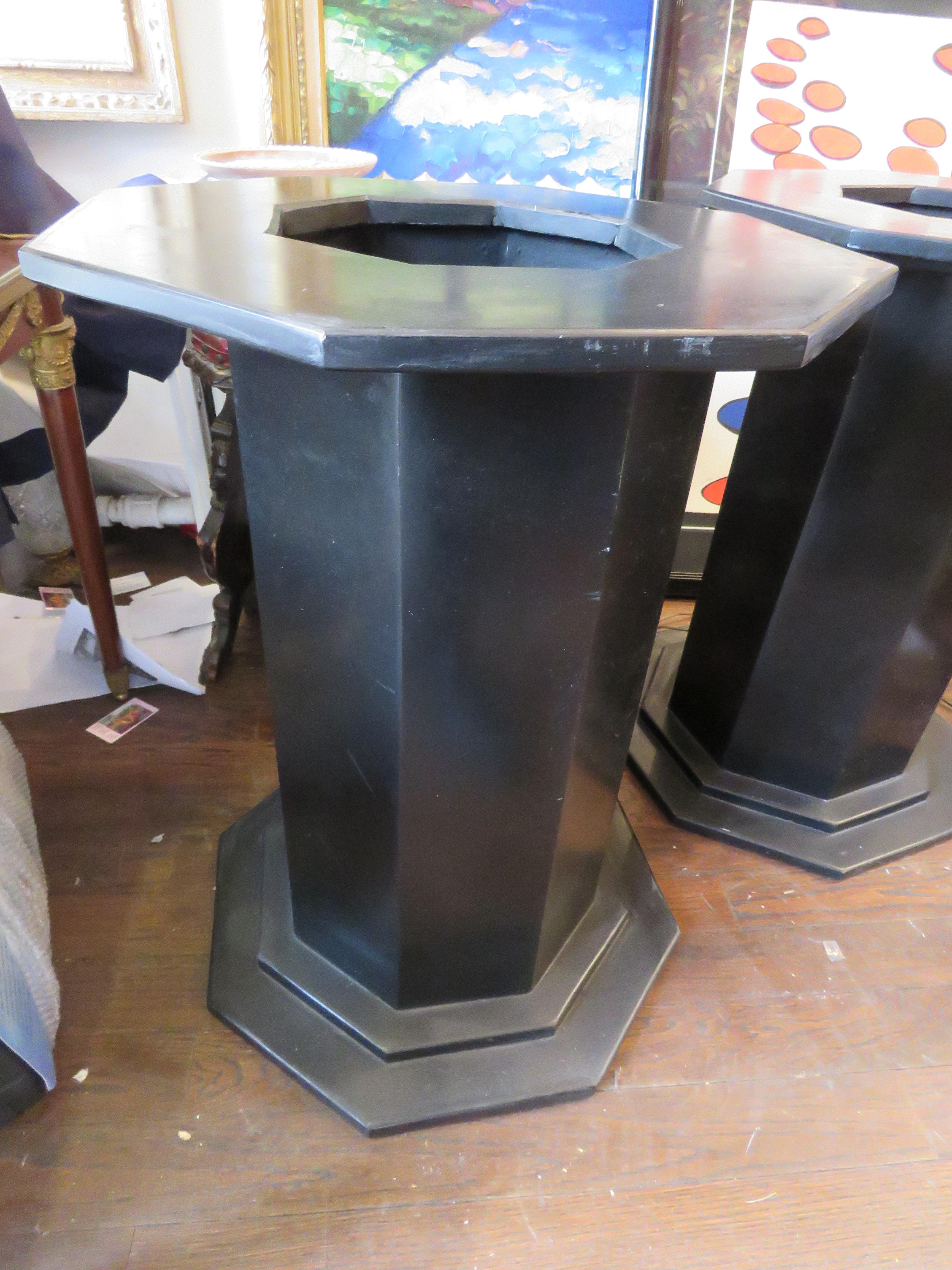 Unknown Rare Important New York City Estate Pair Grand Octagon Black Marble Pedestals For Sale