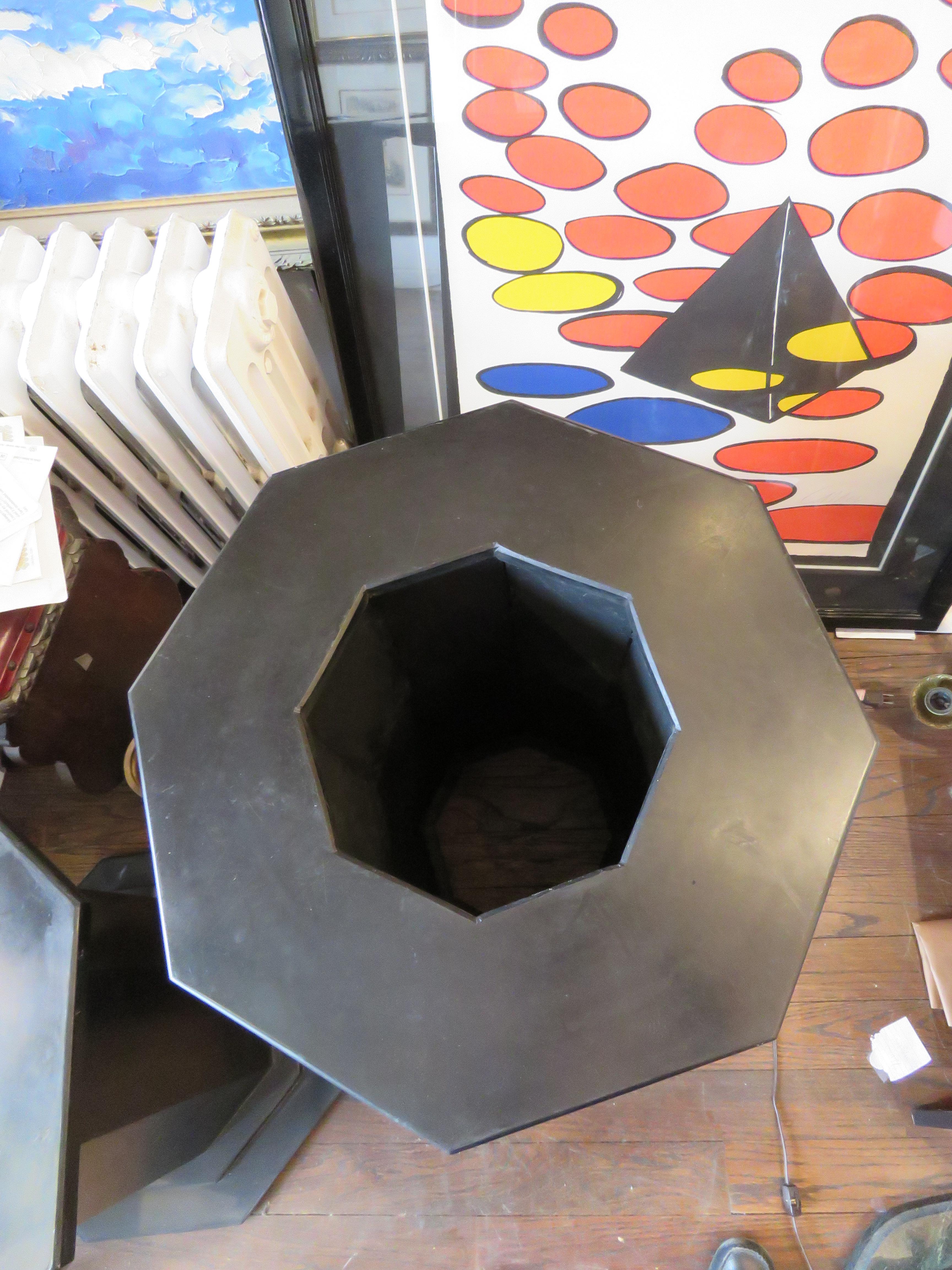 Rare Important New York City Estate Pair Grand Octagon Black Marble Pedestals For Sale 2
