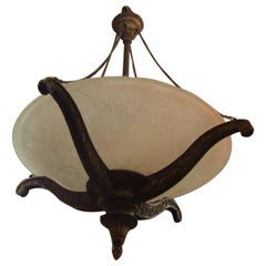 Seltener bedeutender europäischer mattierter New Yorker Nachlass-Kronleuchter im Deko-Stil im Hanging Deco-Stil