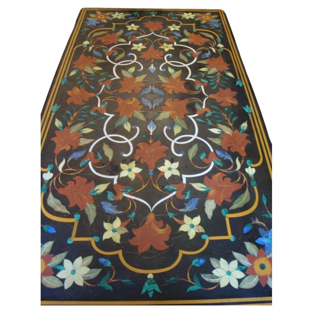 Rare Important New York Estate Large Marble Inlaid Malachite Carnelian Table For Sale