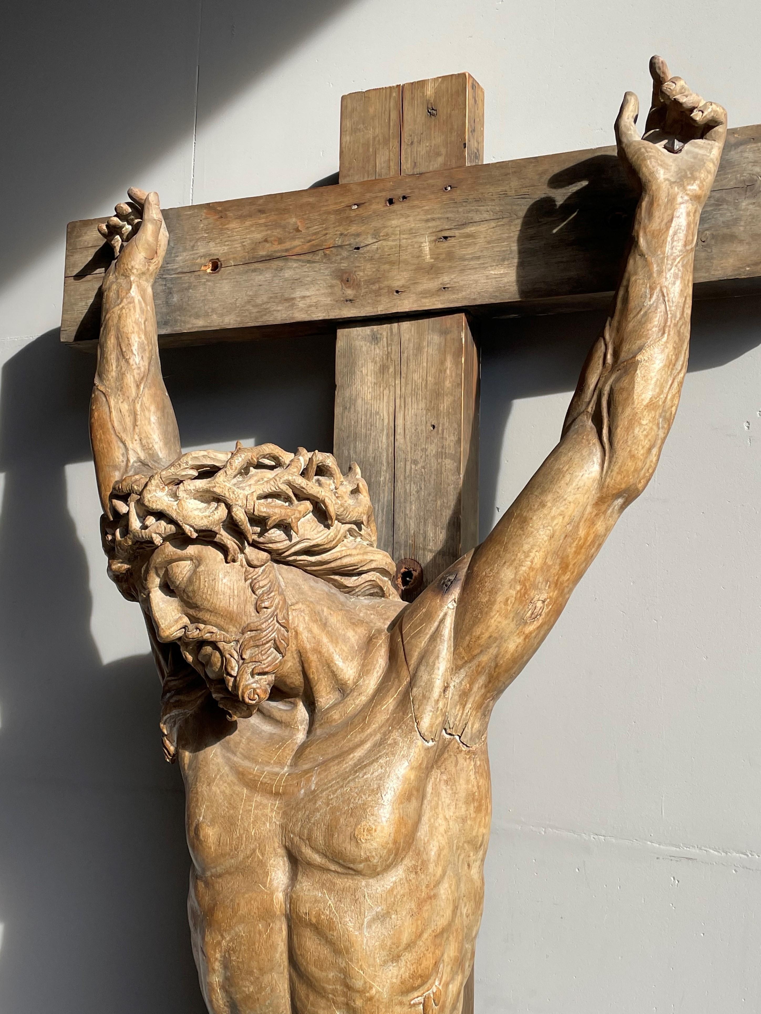 Large & Important Wooden Church Crucifix w. Corpus of Christ Signed By P. Luypen 7