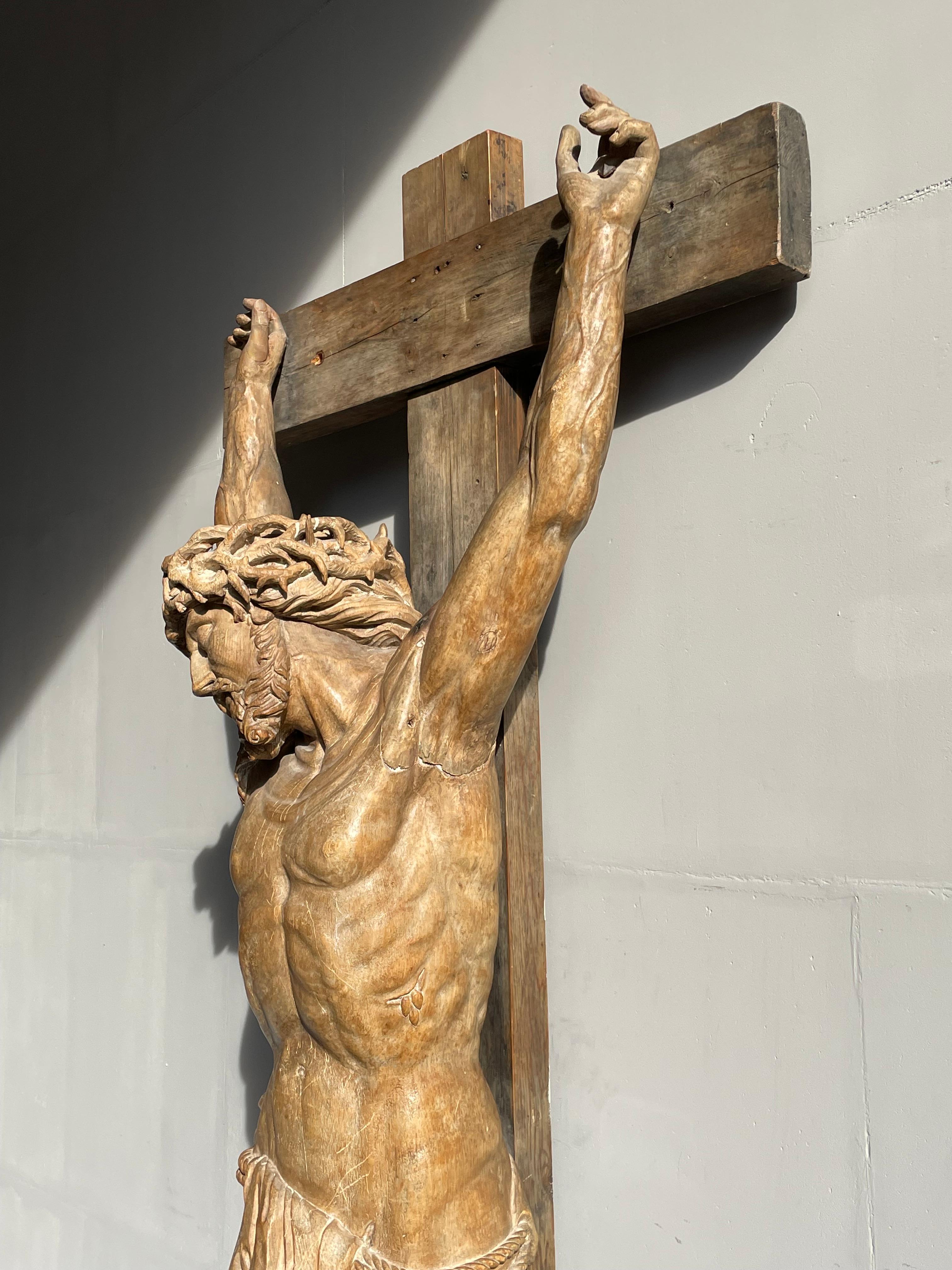 Large & Important Wooden Church Crucifix w. Corpus of Christ Signed By P. Luypen 8