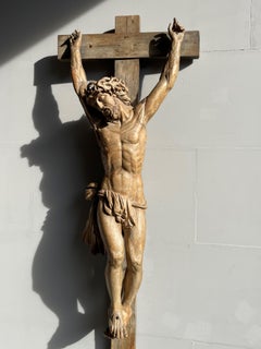 Large & Important Wooden Church Crucifix w. Corpus of Christ Signed By P. Luypen