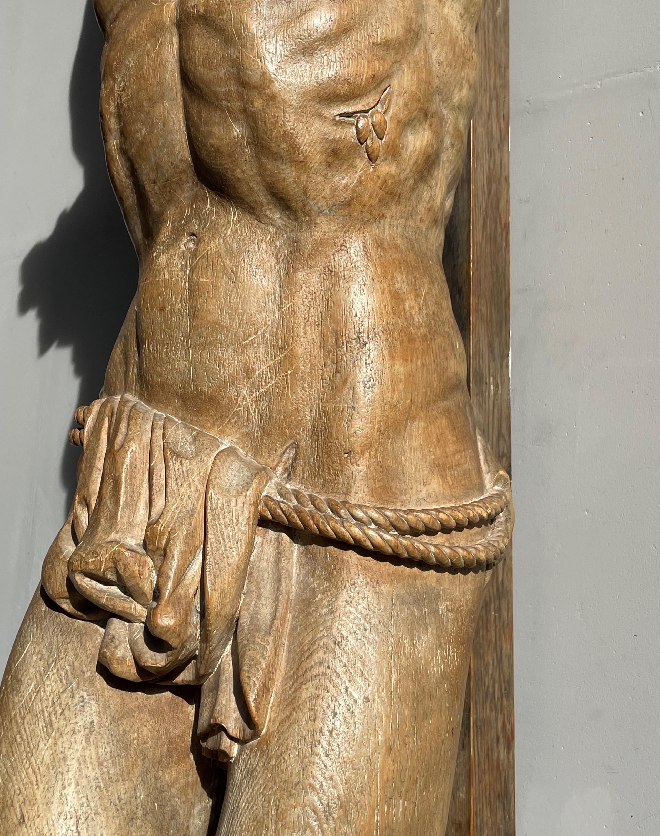 Hand-Carved Large & Important Wooden Church Crucifix w. Corpus of Christ Signed By P. Luypen