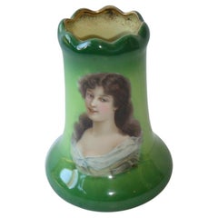 Raro e impresionante jarrón de porcelana pintada del siglo XIX Retrato de mujer encantadora
