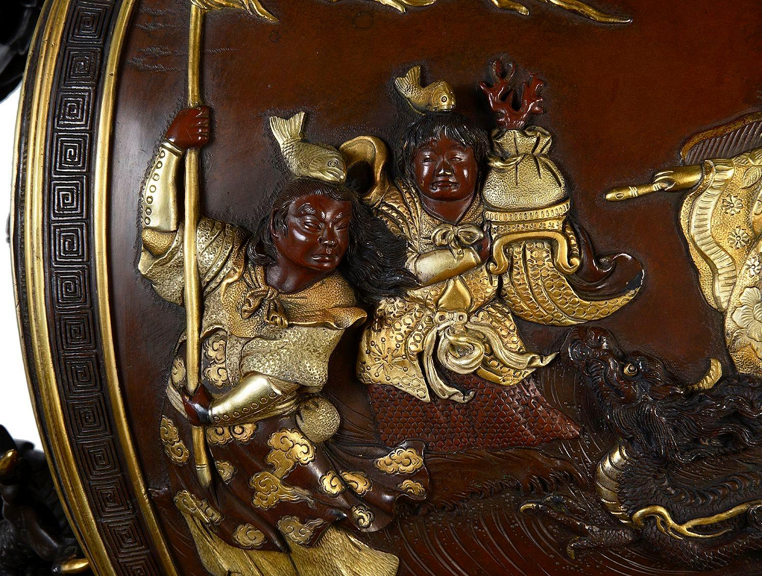 Encensoir japonais rare et impressionnant en bronze de Miyao, 1868-1912 en vente 1